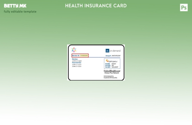 Шаблон за лична карта за здравствено осигурување во модерен стил на САД UnitedHe